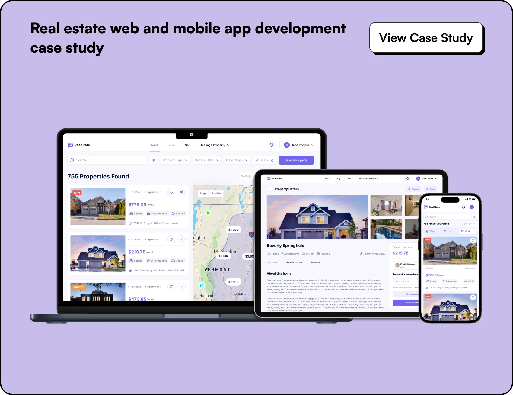 Real estate web and mobile app development case study