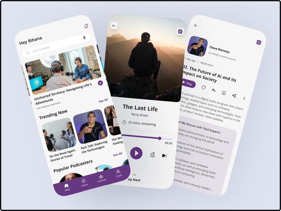 Podcast Mobile App design and development