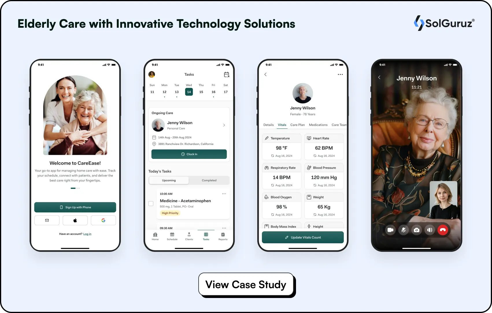 Elderly care technology solutions app case study