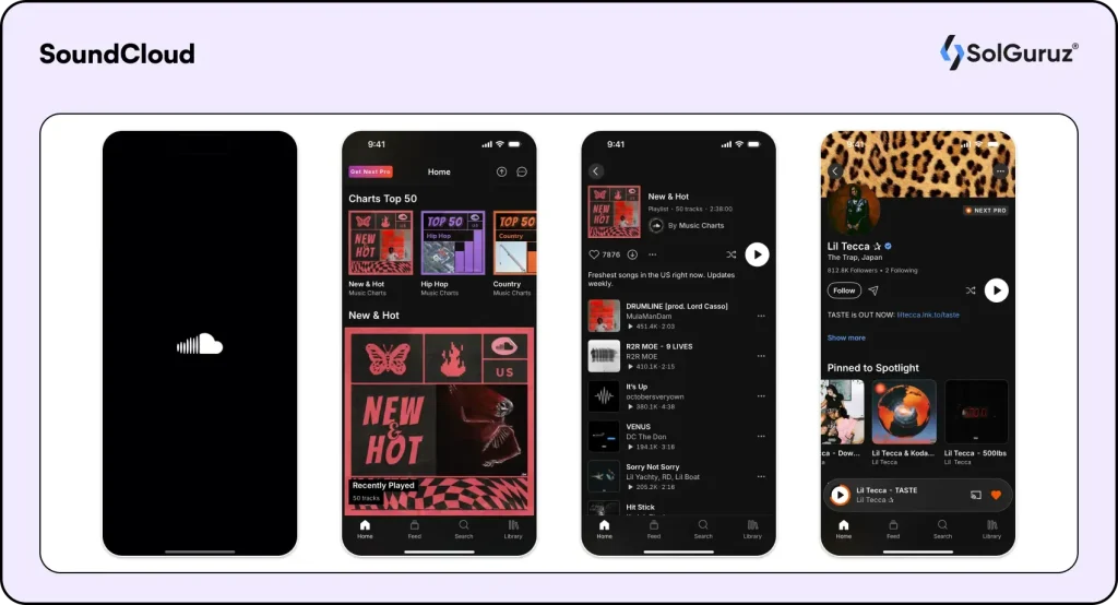 SoundCloud app for streaming indie and trending audio tracks.