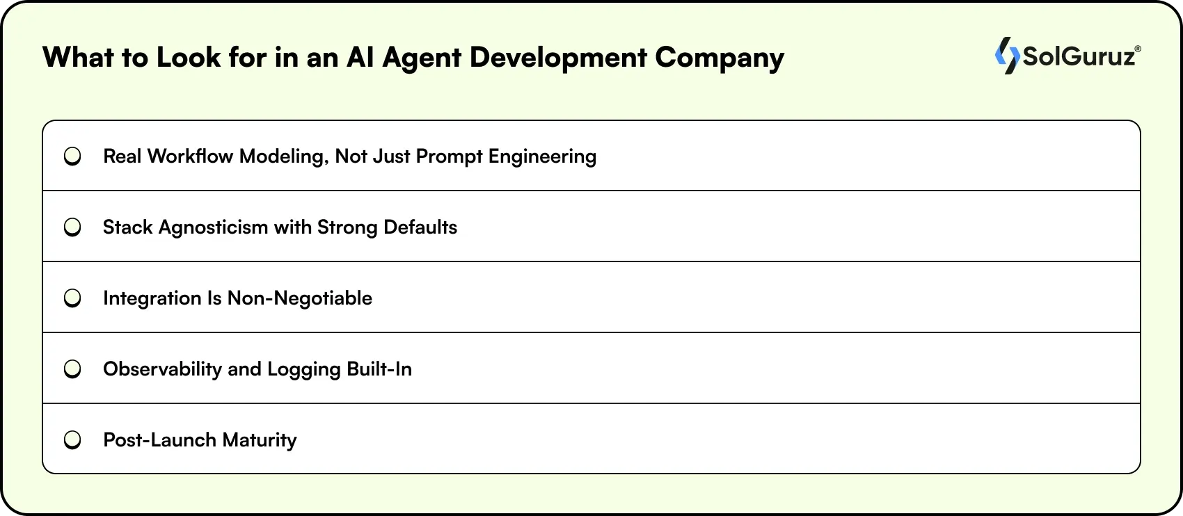 what to look for in an ai agent development company